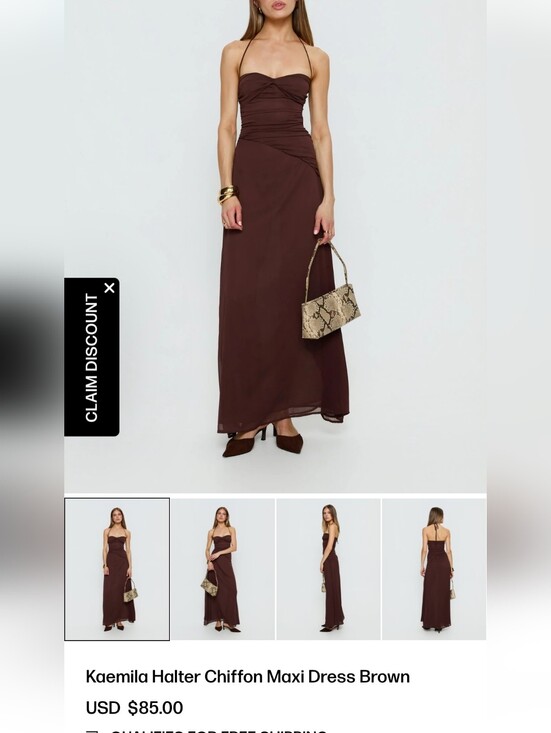 Princess Polly Dresses & Skirts - Princess Polly Brown Halter Chiffon Maxi Dress
